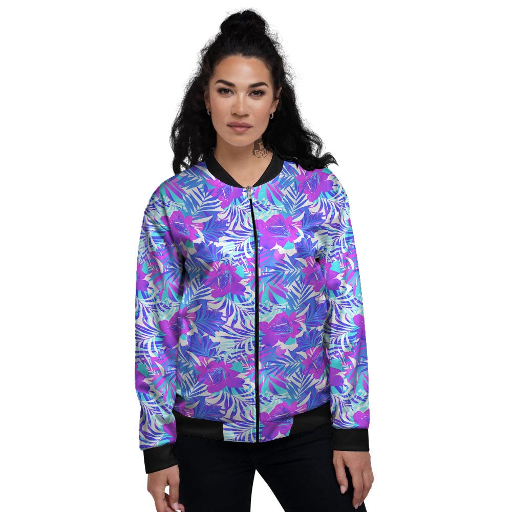 Aloha Psychedelic Tropical Print Pattern Women's Bomber Jacket-grizzshop