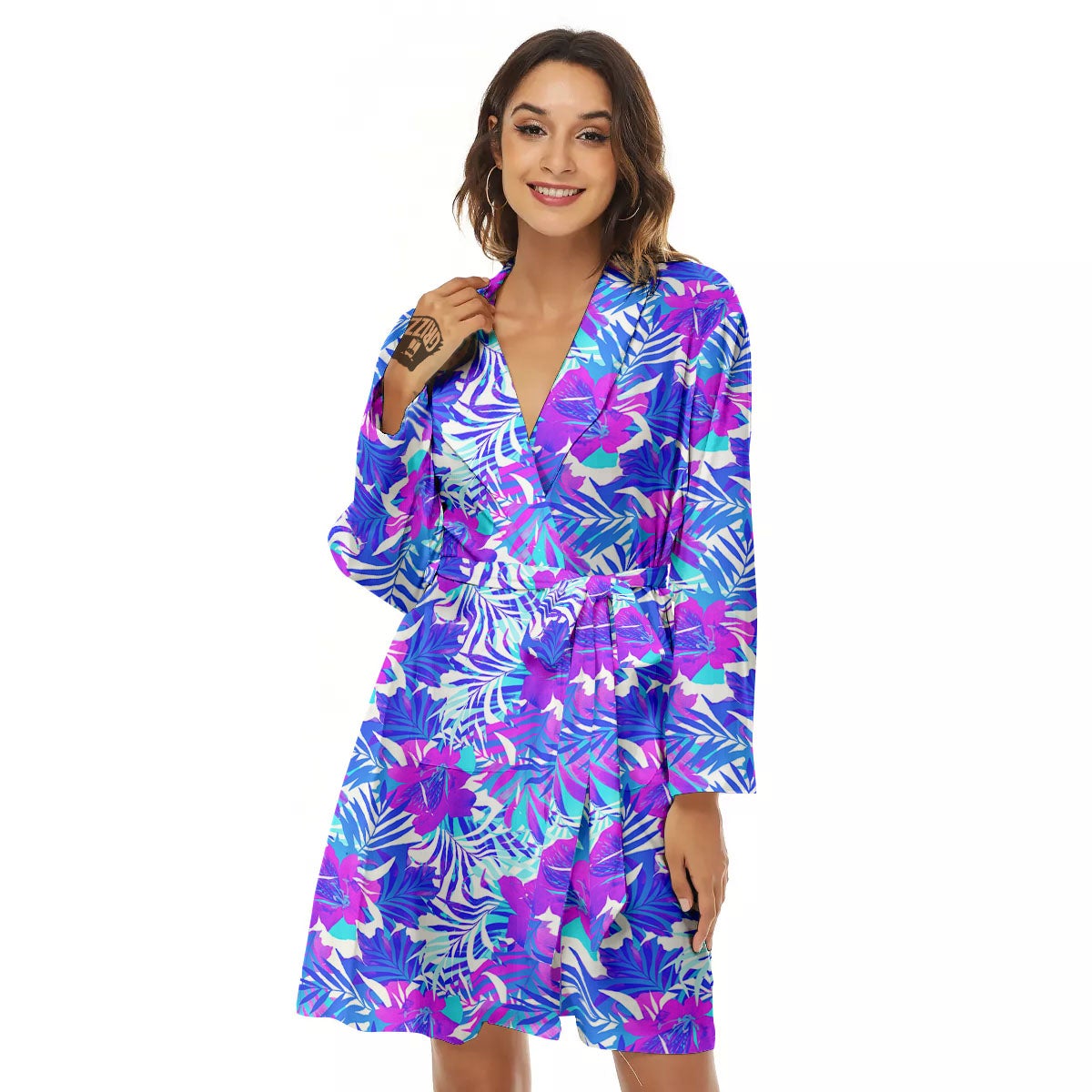 Aloha Psychedelic Tropical Print Pattern Women's Robe-grizzshop