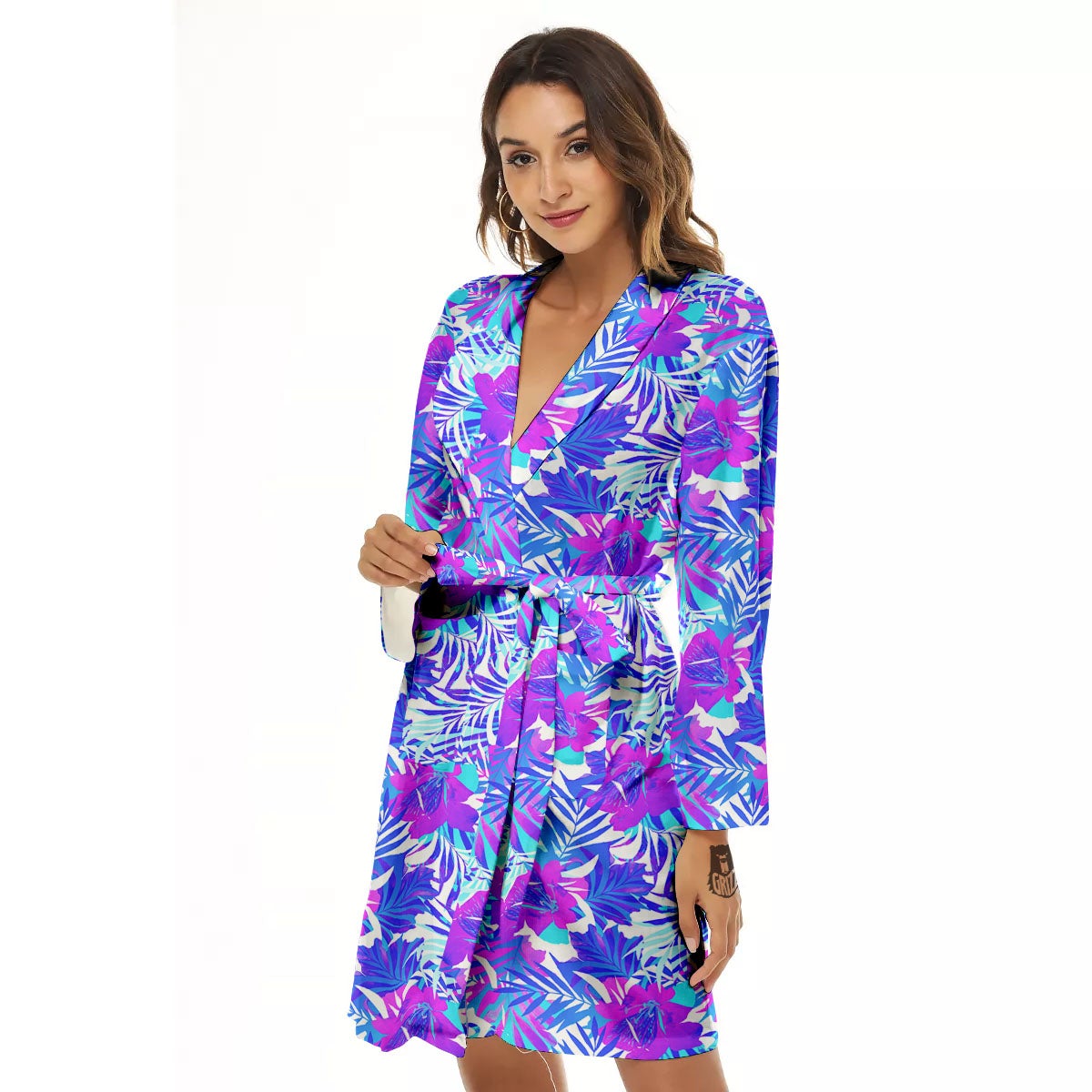 Aloha Psychedelic Tropical Print Pattern Women's Robe-grizzshop