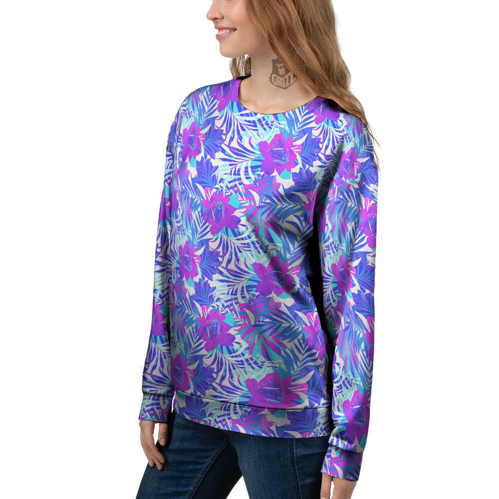 Aloha Psychedelic Tropical Print Pattern Women's Sweatshirt-grizzshop