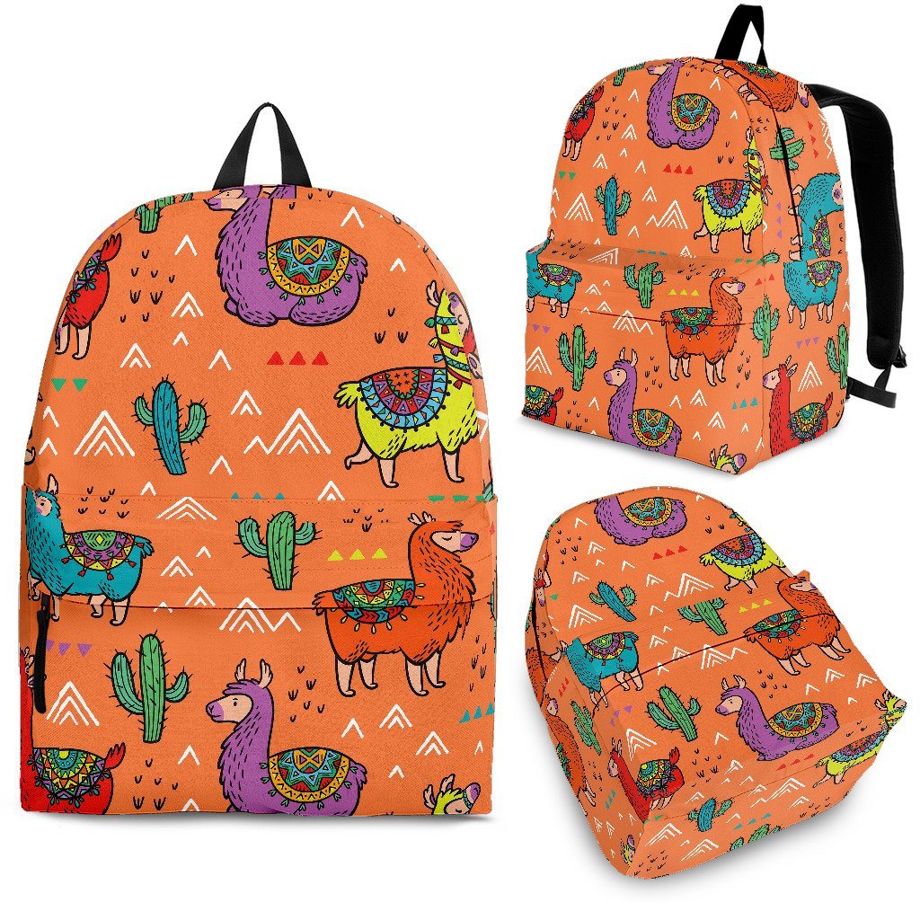 Alpaca Cactus Pattern Print Backpack-grizzshop