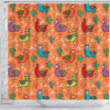 Alpaca Cactus Pattern Print Bathroom Shower Curtain-grizzshop