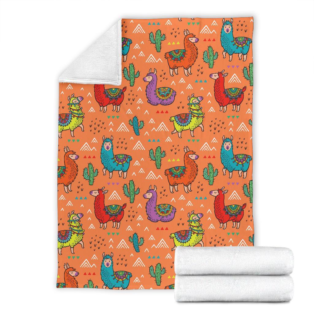Alpaca Cactus Pattern Print Blanket-grizzshop