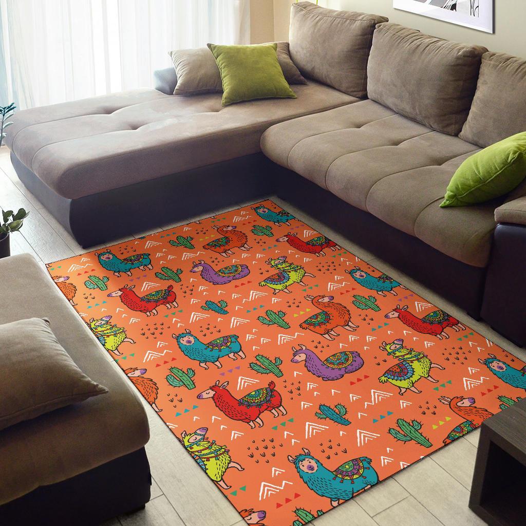 Alpaca Cactus Pattern Print Floor Mat-grizzshop