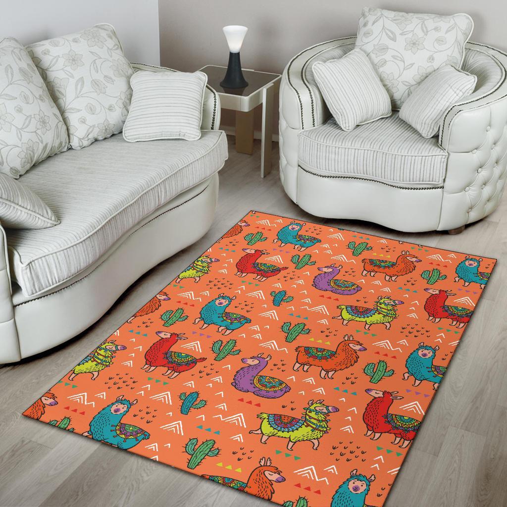 Alpaca Cactus Pattern Print Floor Mat-grizzshop