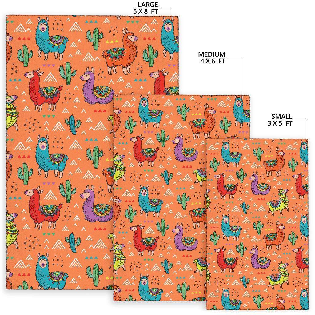 Alpaca Cactus Pattern Print Floor Mat-grizzshop