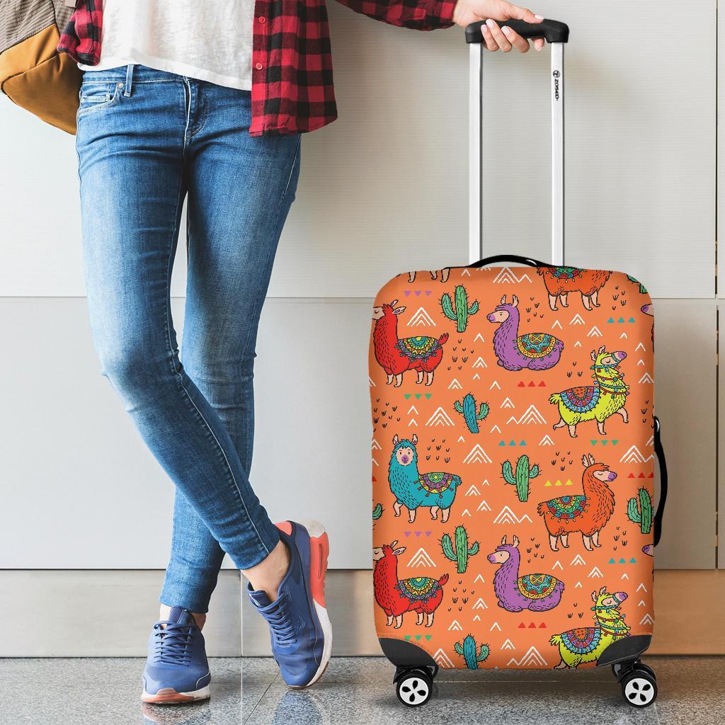 Alpaca Cactus Pattern Print Luggage Cover Protector-grizzshop