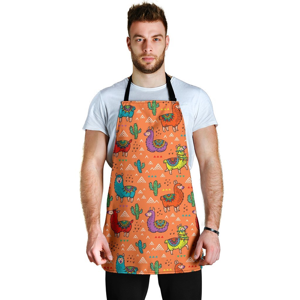 Alpaca Cactus Pattern Print Men's Apron-grizzshop