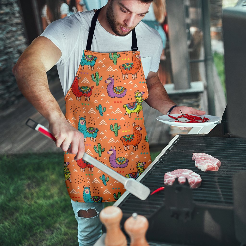 Alpaca Cactus Pattern Print Men's Apron-grizzshop