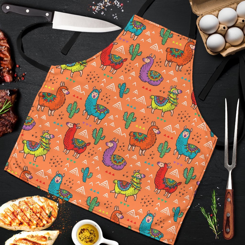 Alpaca Cactus Pattern Print Men's Apron-grizzshop