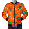 Alpaca Cactus Pattern Print Men's Bomber Jacket-grizzshop