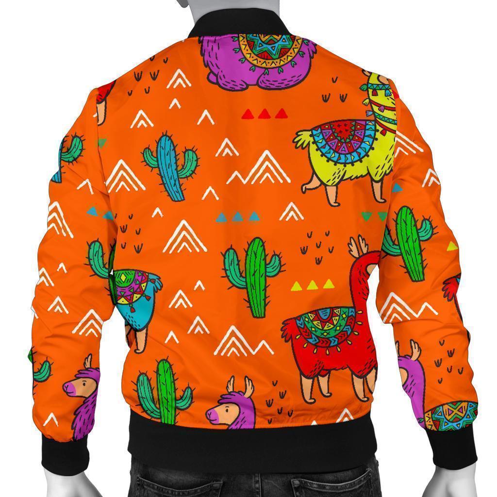 Alpaca Cactus Pattern Print Men's Bomber Jacket-grizzshop