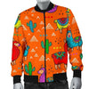 Alpaca Cactus Pattern Print Men's Bomber Jacket-grizzshop