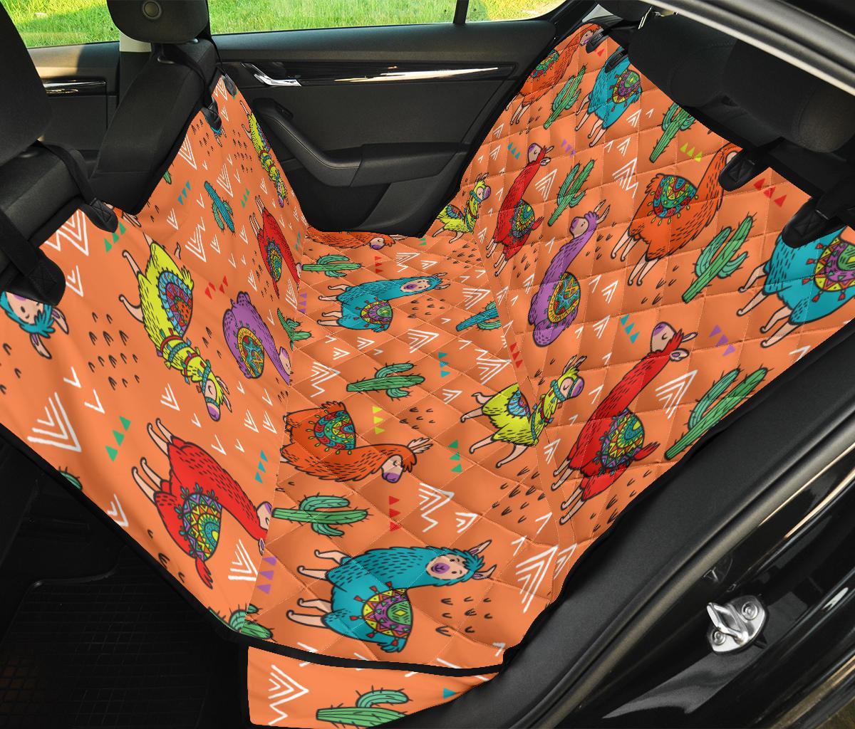 Alpaca Cactus Pattern Print Pet Car Seat Cover-grizzshop