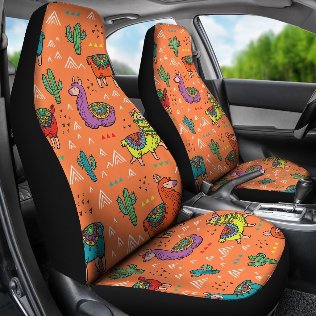 Alpaca Cactus Pattern Print Universal Fit Car Seat Covers-grizzshop