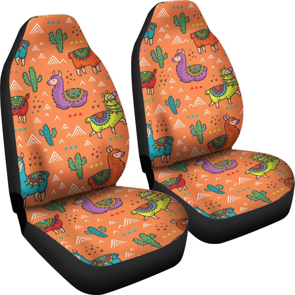 Alpaca Cactus Pattern Print Universal Fit Car Seat Covers-grizzshop