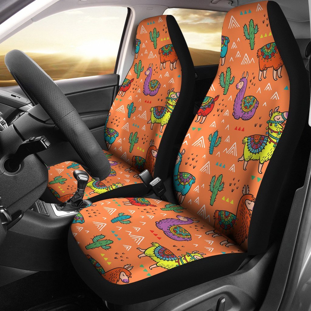 Alpaca Cactus Pattern Print Universal Fit Car Seat Covers-grizzshop