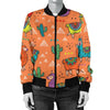 Alpaca Cactus Pattern Print Women Casual Bomber Jacket-grizzshop