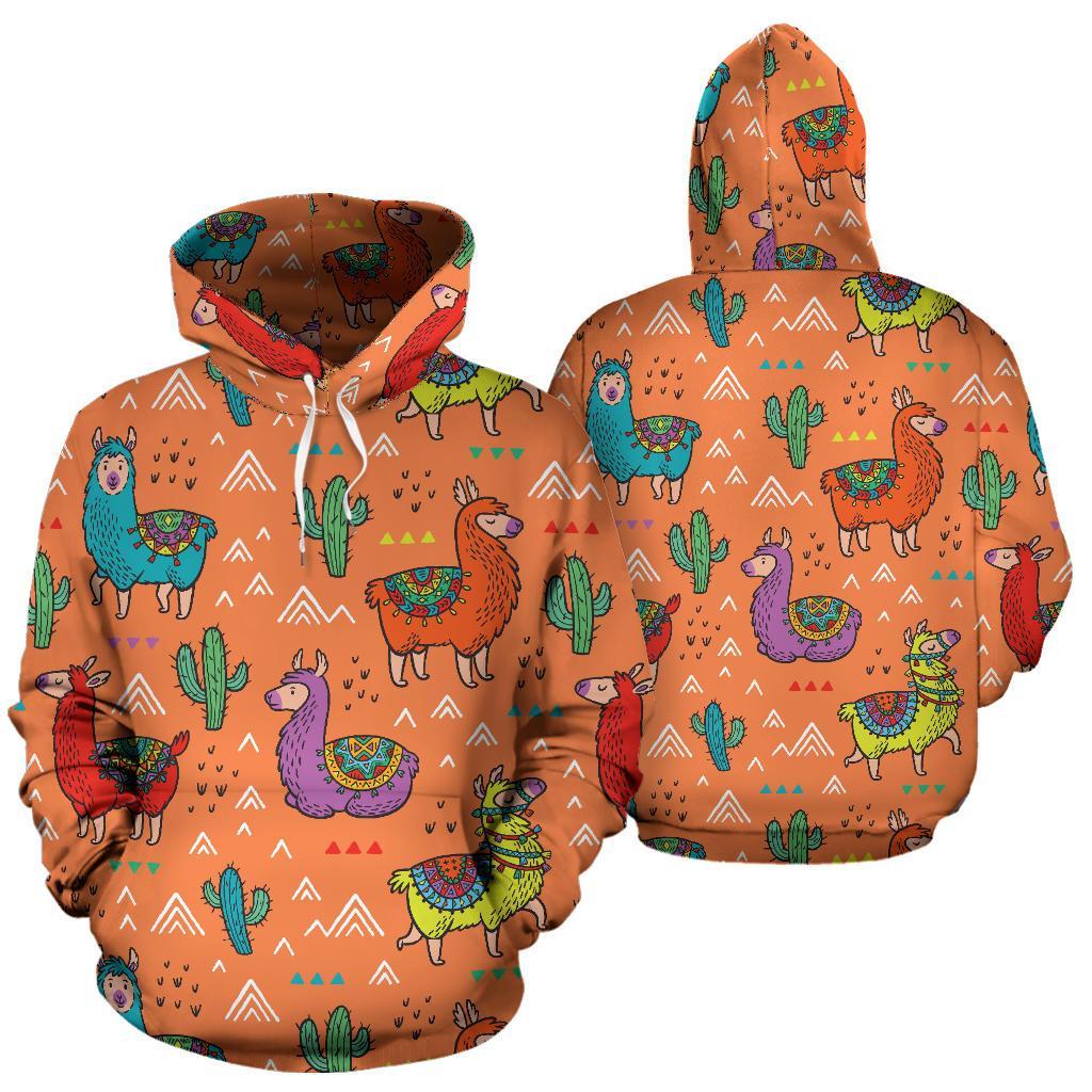 Alpaca Cactus Pattern Print Women Men Pullover Hoodie-grizzshop