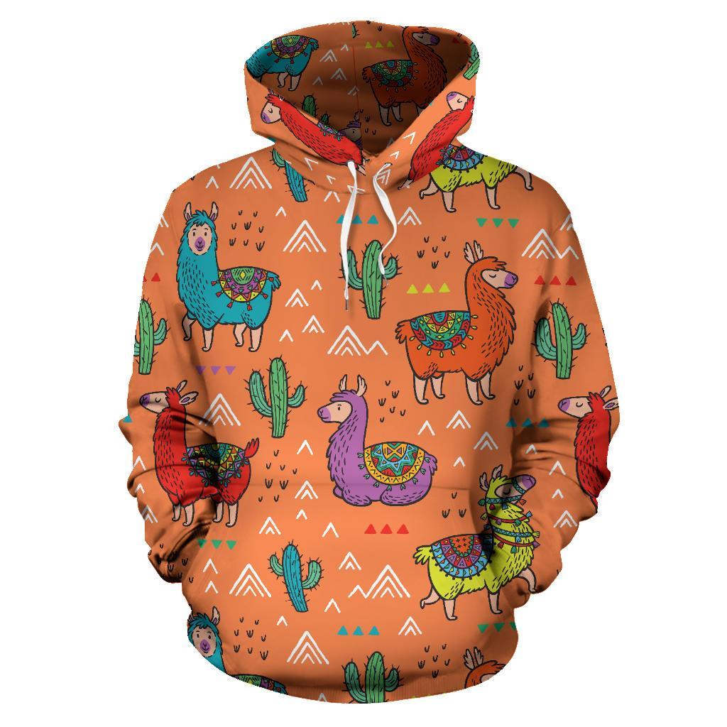 Alpaca Cactus Pattern Print Women Men Pullover Hoodie-grizzshop