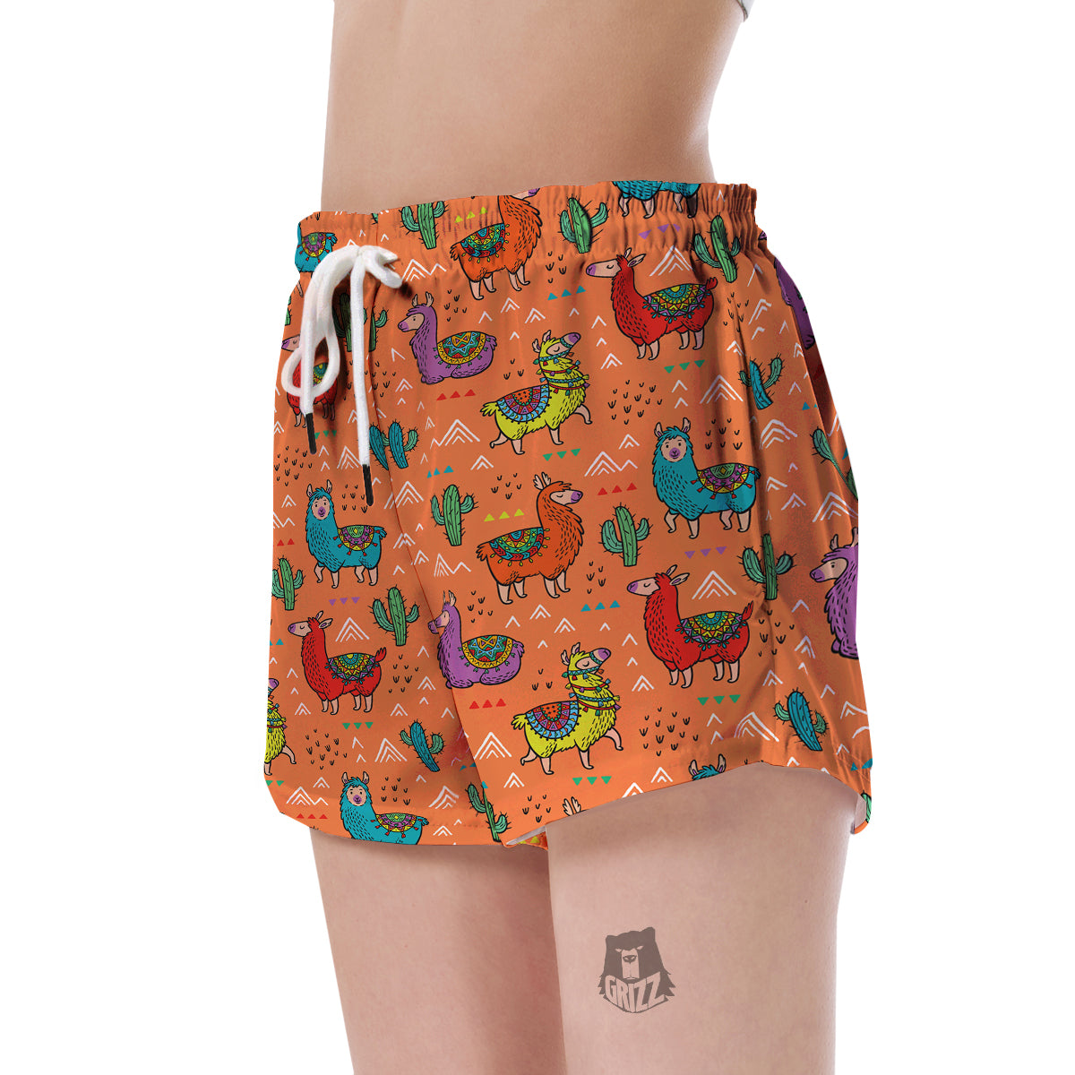 Alpaca Cactus Pattern Print Women's Shorts-grizzshop