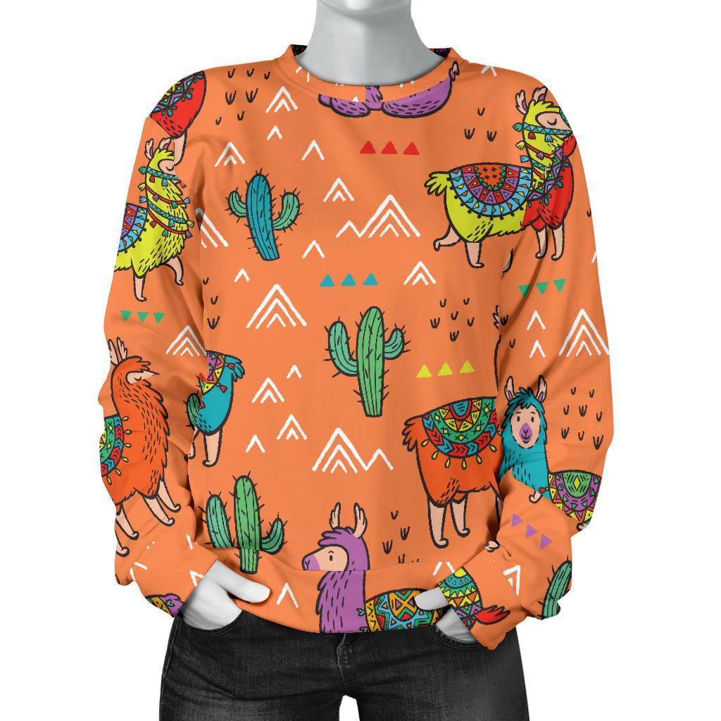 Alpaca Cactus Pattern Print Women's Sweatshirt-grizzshop