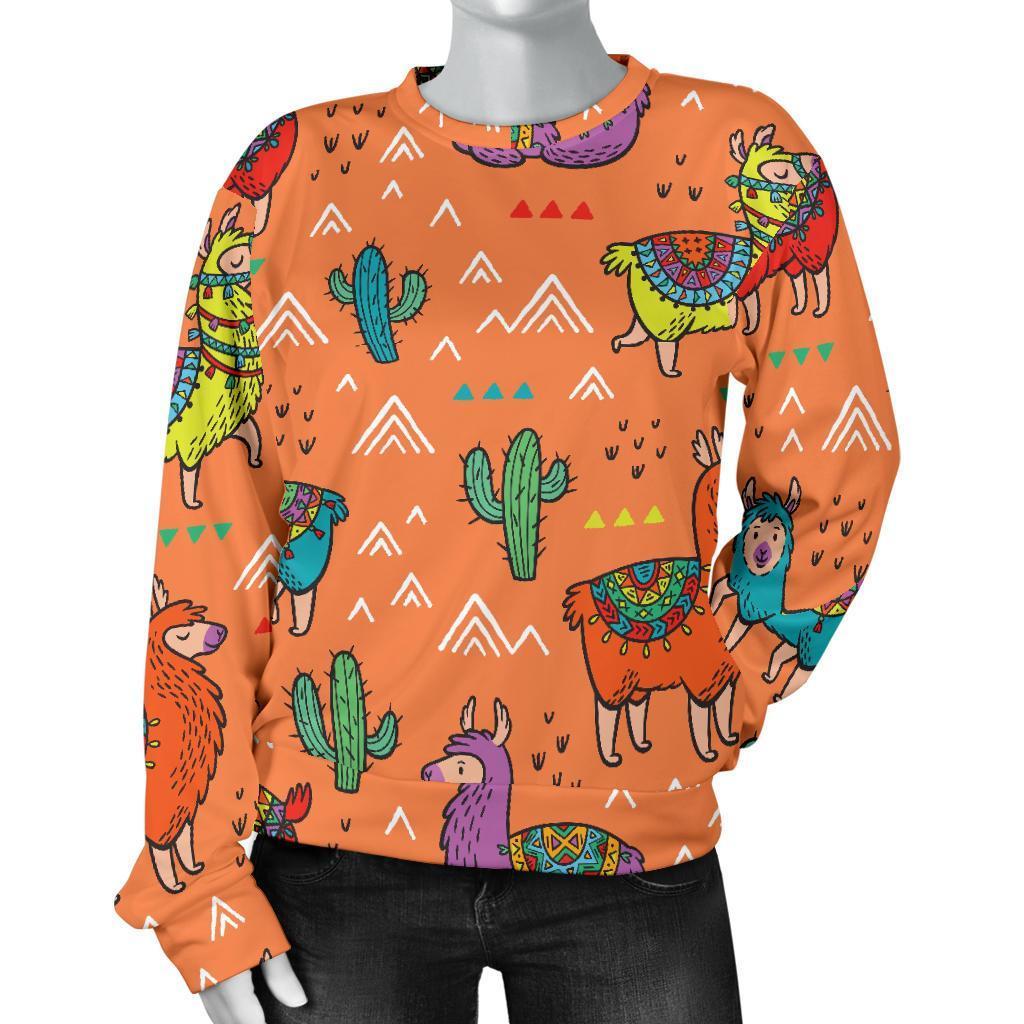 Alpaca Cactus Pattern Print Women's Sweatshirt-grizzshop