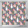 Alpaca Floral Pattern Print Bathroom Shower Curtain-grizzshop