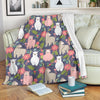 Alpaca Floral Pattern Print Blanket-grizzshop