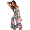 Alpaca Floral Pattern Print Dress-grizzshop