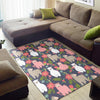 Alpaca Floral Pattern Print Floor Mat-grizzshop