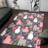 Alpaca Floral Pattern Print Floor Mat-grizzshop