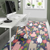 Alpaca Floral Pattern Print Floor Mat-grizzshop