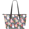 Alpaca Floral Pattern Print Leather Tote Bag-grizzshop