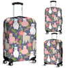 Alpaca Floral Pattern Print Luggage Cover Protector-grizzshop