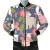 Alpaca Floral Pattern Print Men's Bomber Jacket-grizzshop