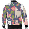 Alpaca Floral Pattern Print Men's Bomber Jacket-grizzshop