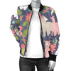 Alpaca Floral Pattern Print Women Casual Bomber Jacket-grizzshop