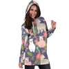 Alpaca Floral Pattern Print Women Hoodie Dress-grizzshop