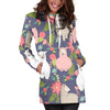 Alpaca Floral Pattern Print Women Hoodie Dress-grizzshop