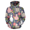 Alpaca Floral Pattern Print Women Men Pullover Hoodie-grizzshop