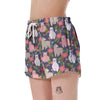 Alpaca Floral Pattern Print Women's Shorts-grizzshop