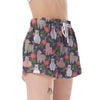 Alpaca Floral Pattern Print Women's Shorts-grizzshop