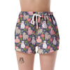 Alpaca Floral Pattern Print Women's Shorts-grizzshop