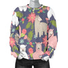 Alpaca Floral Pattern Print Women's Sweatshirt-grizzshop