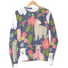 Alpaca Floral Pattern Print Women's Sweatshirt-grizzshop