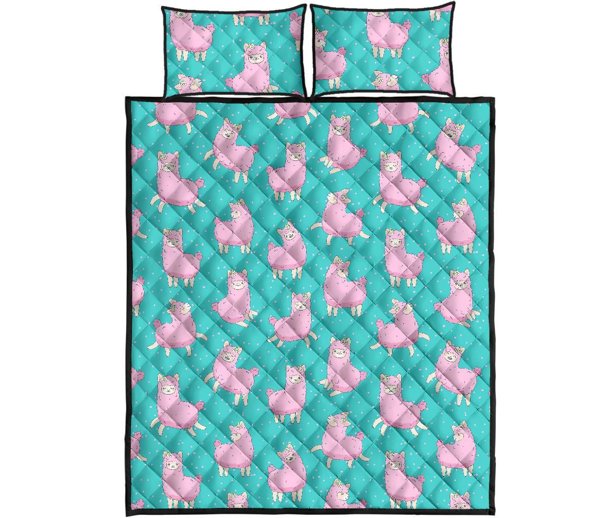 Alpaca Pattern Print Bed Set Quilt-grizzshop