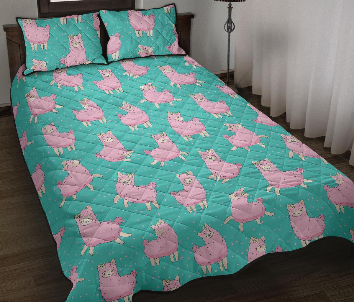 Alpaca Pattern Print Bed Set Quilt-grizzshop