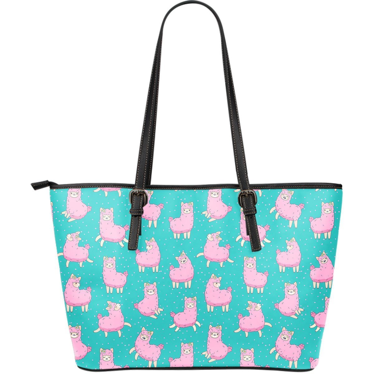 Alpaca Pattern Print Leather Tote Bag-grizzshop