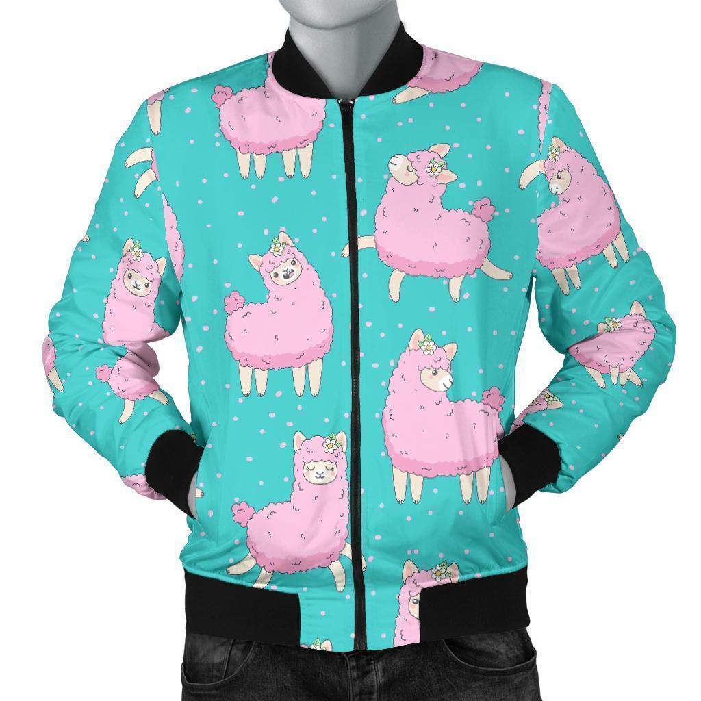 Alpaca Pattern Print Men's Bomber Jacket-grizzshop